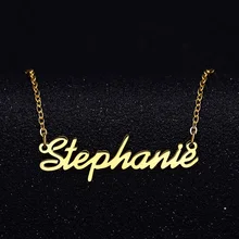 Персонализированное ожерелье с именем золотого цвета из нержавеющей стали, Очаровательное ожерелье с буквенным принтом на заказ для женщин и девочек, ювелирное изделие для подружки невесты, подарок