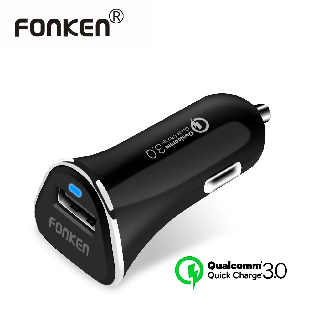 

FONKEN Car Charger Quick Charge 3.0 Car-Charger Portable Universal Phone Quick USB Charger Intelligent Power Switching Led Light