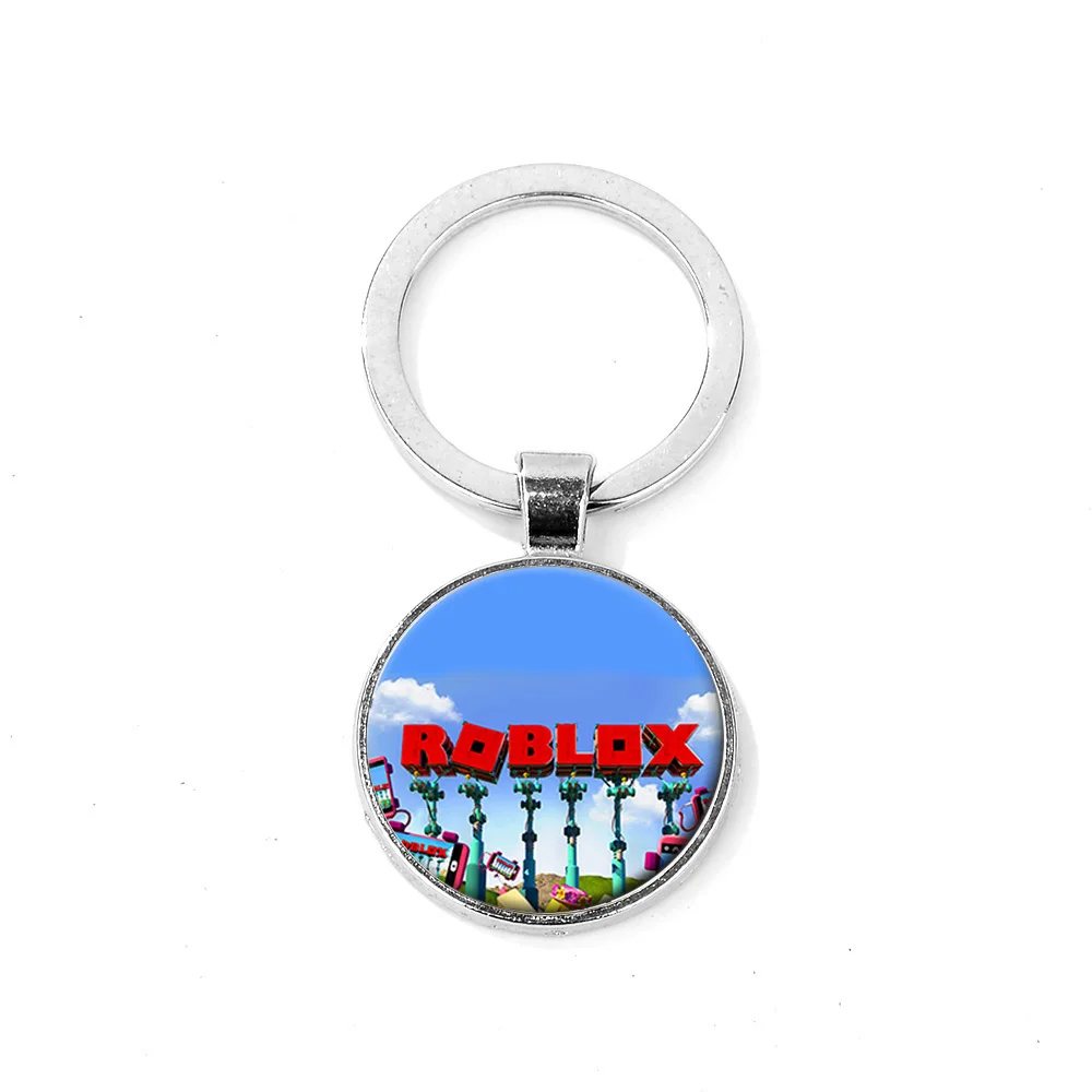 Us 095 26 Offsongda Roblox Keychain 13 Style Cartoon Game Poster Round Glass Cabochon Pendant Key Ring School Bag Charm Car Key Accessories In - 