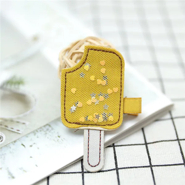 yellow ice cream 5 шт./лот обувь для девочек сетки пряжа корона с жемчужная заколка блестящие блёстки звезды лук шпильки мороженое шар аксессуары волос - Цвет: yellow ice cream