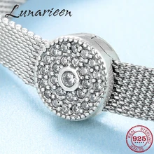 Мода 925 Серебряная круглой формы Блестящий Прозрачный циркониевый зажим Шарм для браслета отражающие Подвески Браслет для изготовления ювелирных изделий