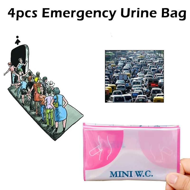 4 قطعة/صندوق 600cc للجنسين المحمولة الطوارئ كيس بول المحمول مصغرة المرحاض للسفر سيارة مخيمات المتاح مبولة حقيبة التخزين