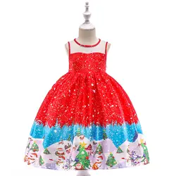 Международная торговля; детский кружевной бюстгальтер принцессы; Сетчатое трикотажное рождественское платье с принтом; одежда для детей;