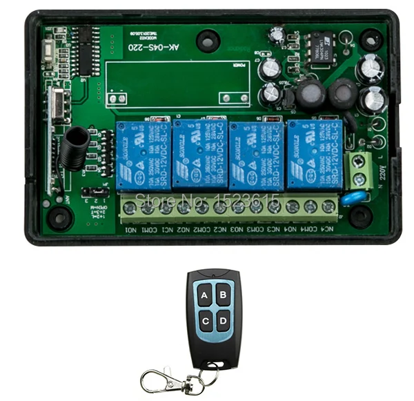 

New AC85V~250V 4CH RF Wireless Remote Control System / Radio Switch remote switch receiver for Appliances Gate Garage Door