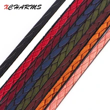 XCHARMS 5MM Flat PU Leather Cord Braid Pattern Rope Jewelry Findings Accessories Fashion Jewelry Making Bracelet Materials