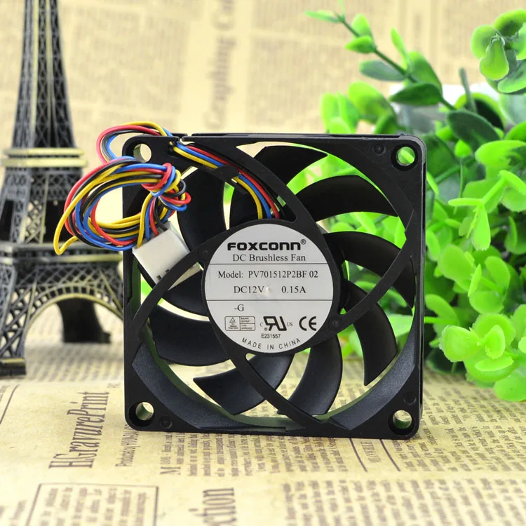 Бесплатная доставка Для Foxconn PV701512P2BF 02 DC 12V 0.15A 4 проводный 100 мм 70x70x15 квадратный