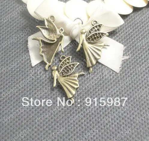 

Sweet Bell 80pcs/lot 29*18mm drill 1.2mm Vintage Bronze Angel wings pendants Jewelry Charm Pendants Findings Fit Jewelry Making