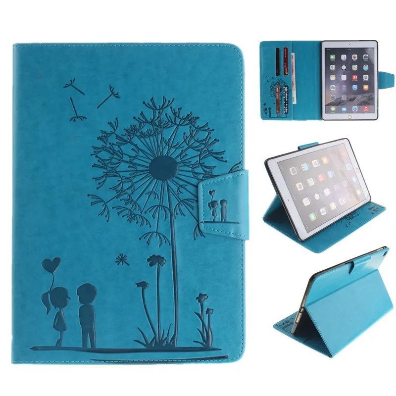 Tablet Cover For Apple Ipad Air 2 Case Magnet Stand Wallet Flip Embossing Lovers Dandelion Luxury Retro Card Holder For IPad 6 (48)