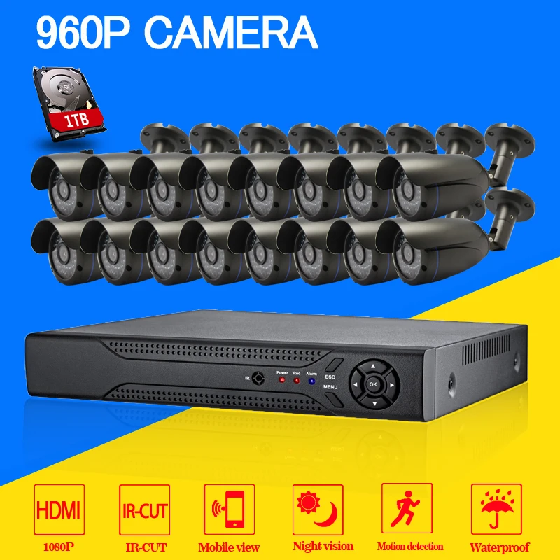 16channel 1080p AHD recording dvr 16pcs video surveillance camera kit 1
