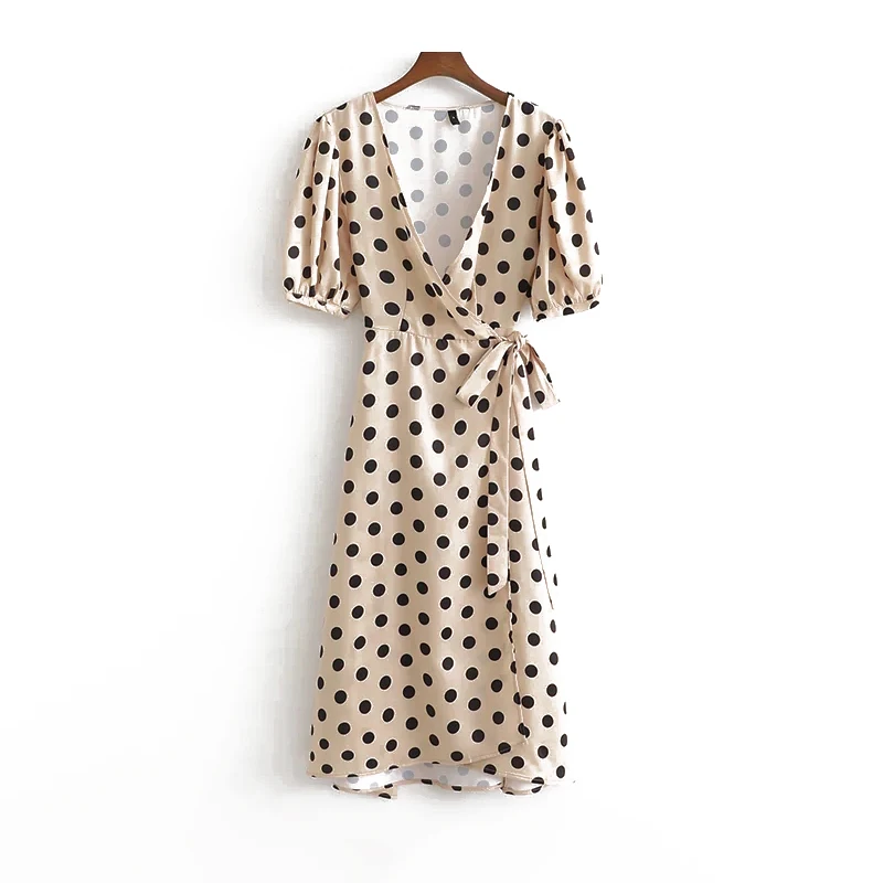 

Chiffon Stain Women-s 2019 Summer Beach Dress Boho Ladies Polka Dots V Neck Maxi Dresses Chic Girls High Waist Feminine Vestidos