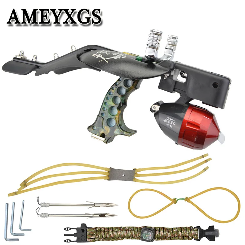 

1Set Fishing Slingshot Kit Catapult Bow Bowfishing Darts Reel Professional Tools Outdoor Hunting Shooting Archery Accessories
