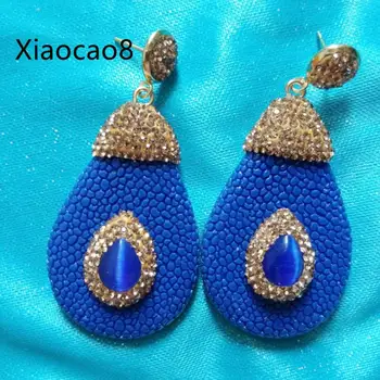 

Elegant Water Drop Dangle Earrings for Women Pear Fish Skin Gold Rhinestone Statement Earrings Luxury Stone Morden Jewerly