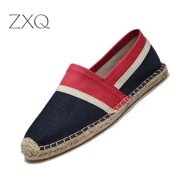 

Men Canvas Shoes Summer Breathable Fashion Casual Flat Loafers Driving Lazy Comfortable Espadrille Fisherman Linen Shoes