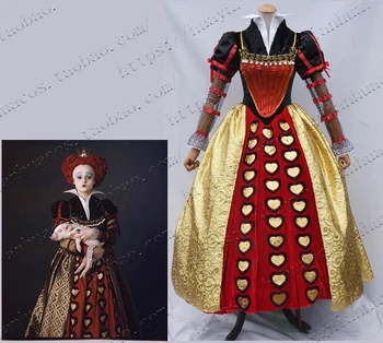 

2016 Alice In Wonderland Cosplay Red Queen Dress Costume Halloween Party Dress