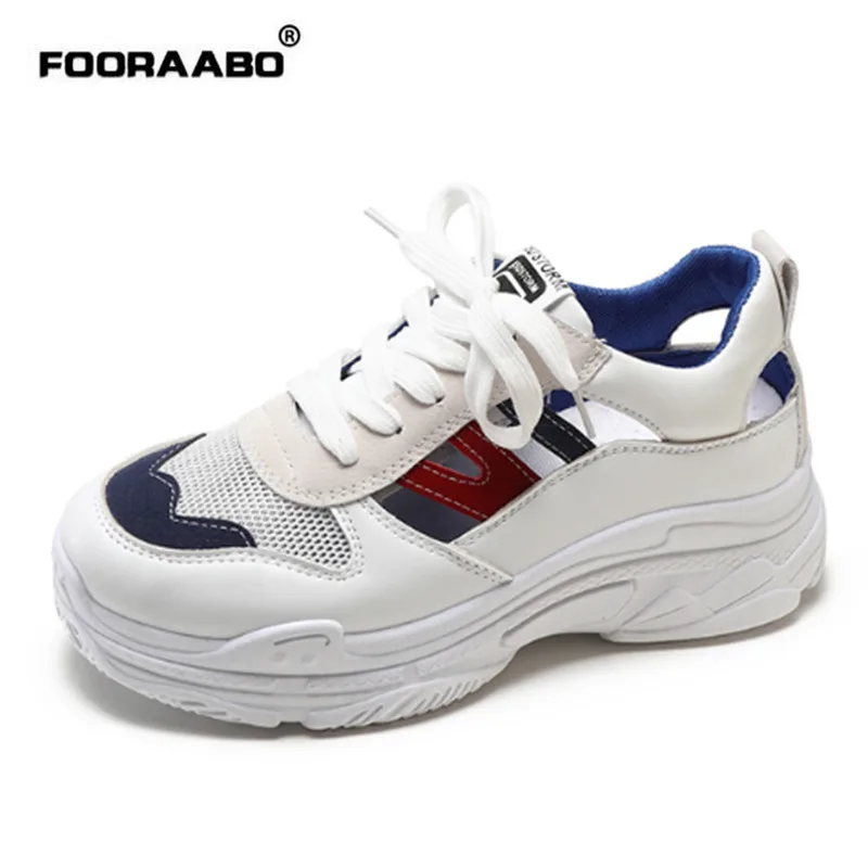 

Fooraabo 2018 Fashion Women Casual Shoes Comfortable Summer Platform Shoes Women Sneakers Ladies White Trainers Chaussure Femme