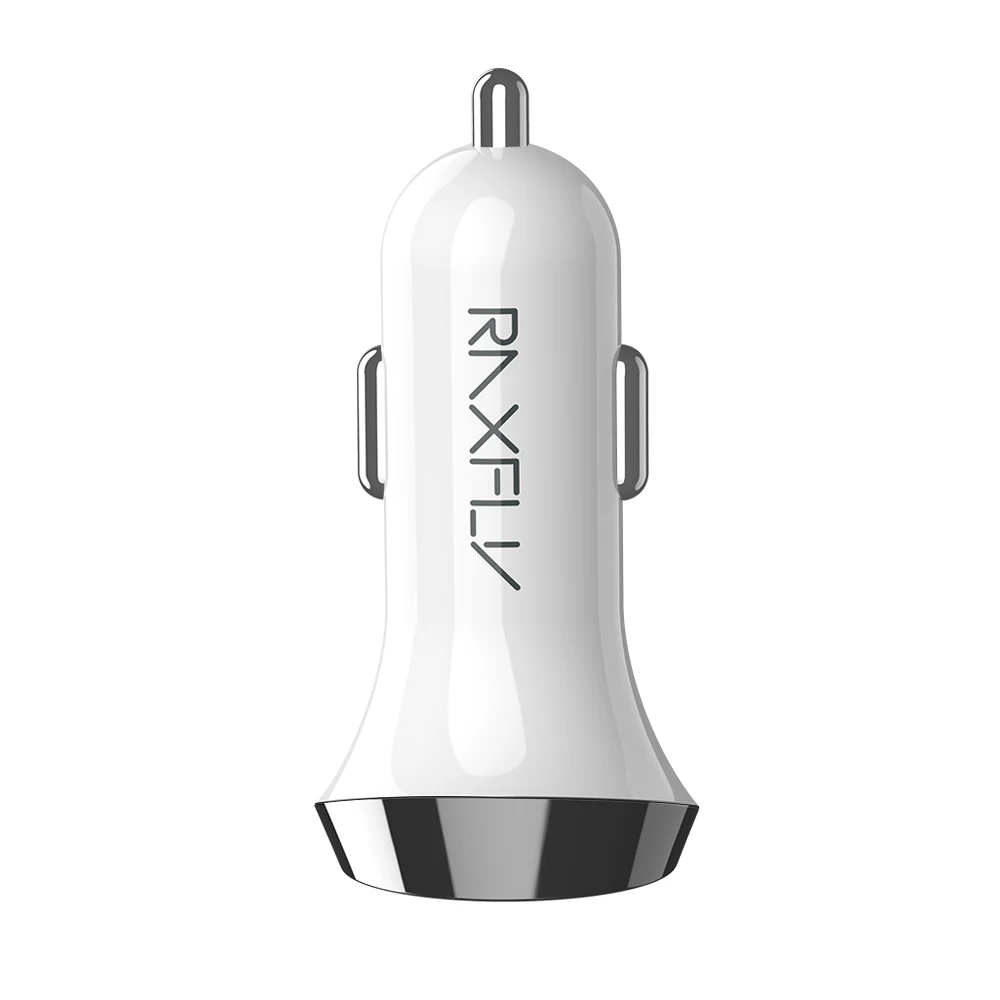 RAXFLY двойной Порты автомобиля Зарядное устройство для samsung S9 S8 плюс 2.4A быстрой зарядки автомобиля Зарядное устройство автомобиль USB телефонный Зарядное устройство для iPhone автомобильное зарядное устройство - Тип штекера: White