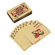 Золотые игральные карты, колода для игры в покер, набор для Покера из золотой фольги, пластиковые волшебные карты, водостойкие карты, волшебные