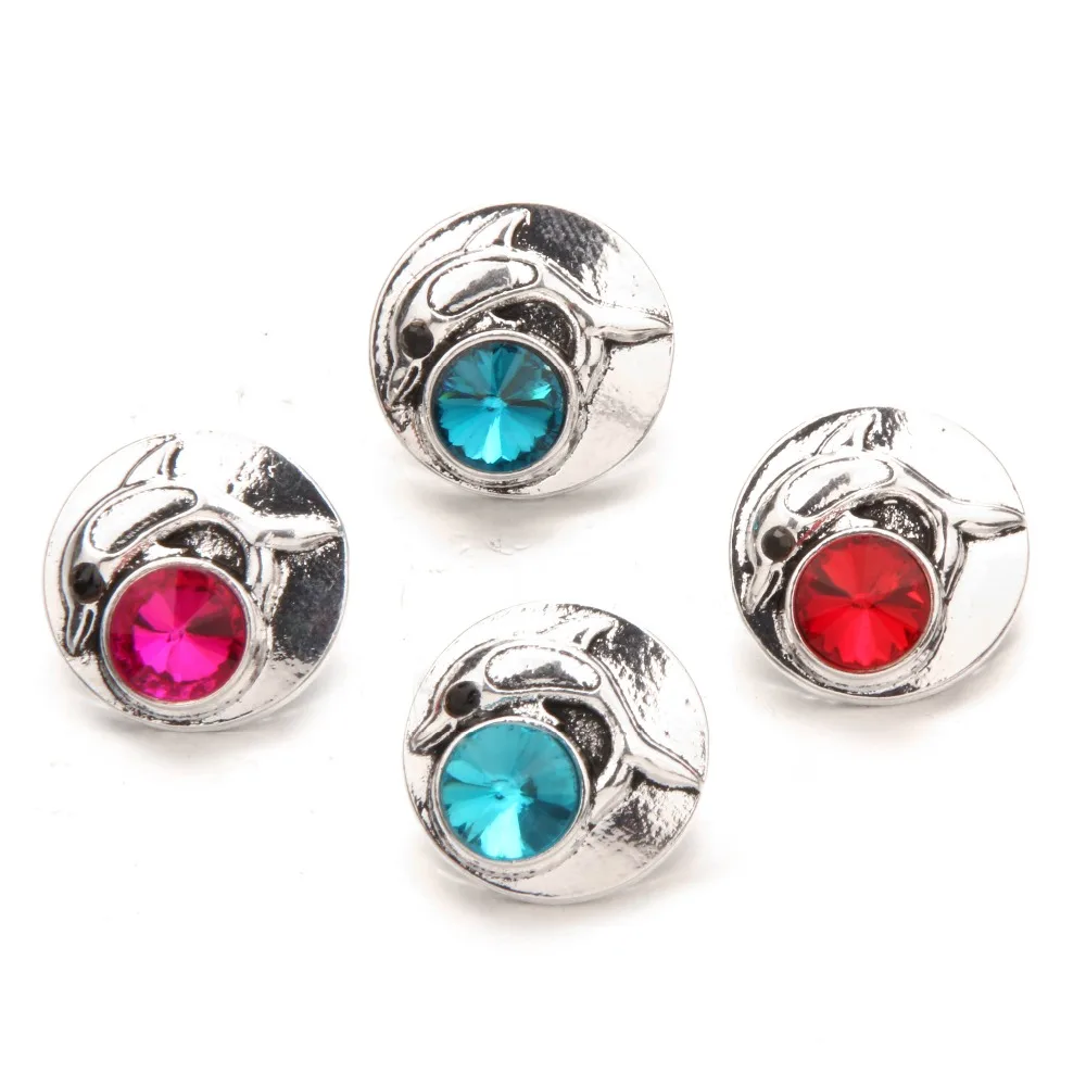 

High Quality 18mm Metal Snap Button Charm Dolphin button Snap Button Jewelry TZ0035