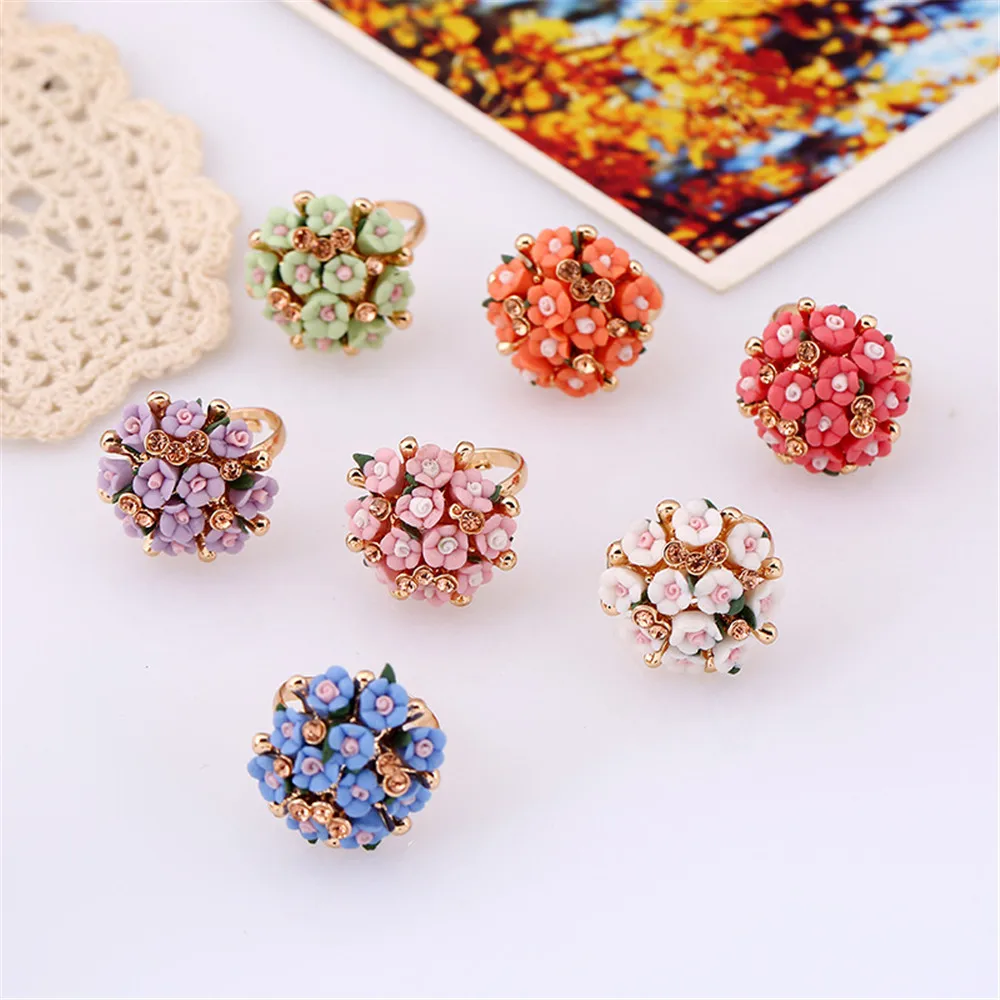 

CRLEY Fashion Adjustable Flower Rings for Women Wishful Ceramics Valentine's Day Gift Infinity Love Wedding Engagement Jewelry