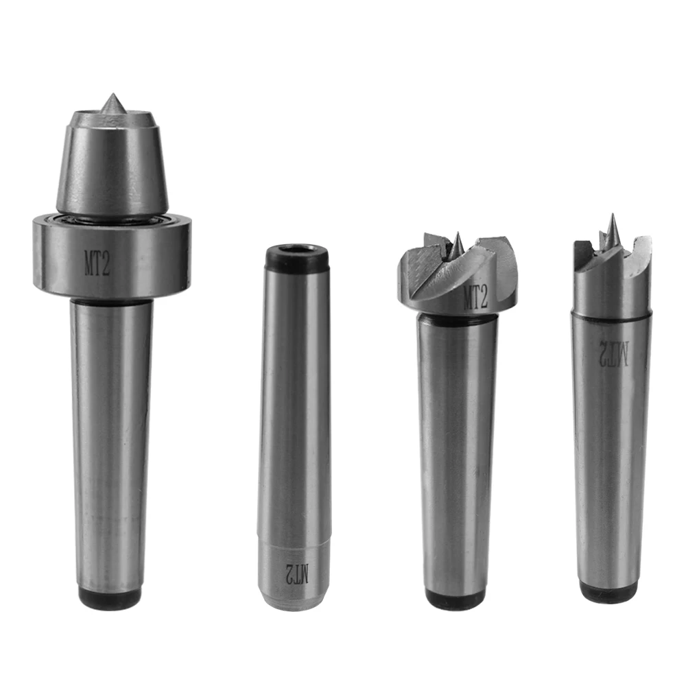 

4 Pcs/Set MT2 Wood Lathe Live Center Drive Spur Cup Kit Arbor Case Wooden Turning Tools
