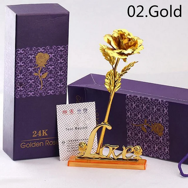 24k Gold Plated Rose With Love Holder Best Gift Of