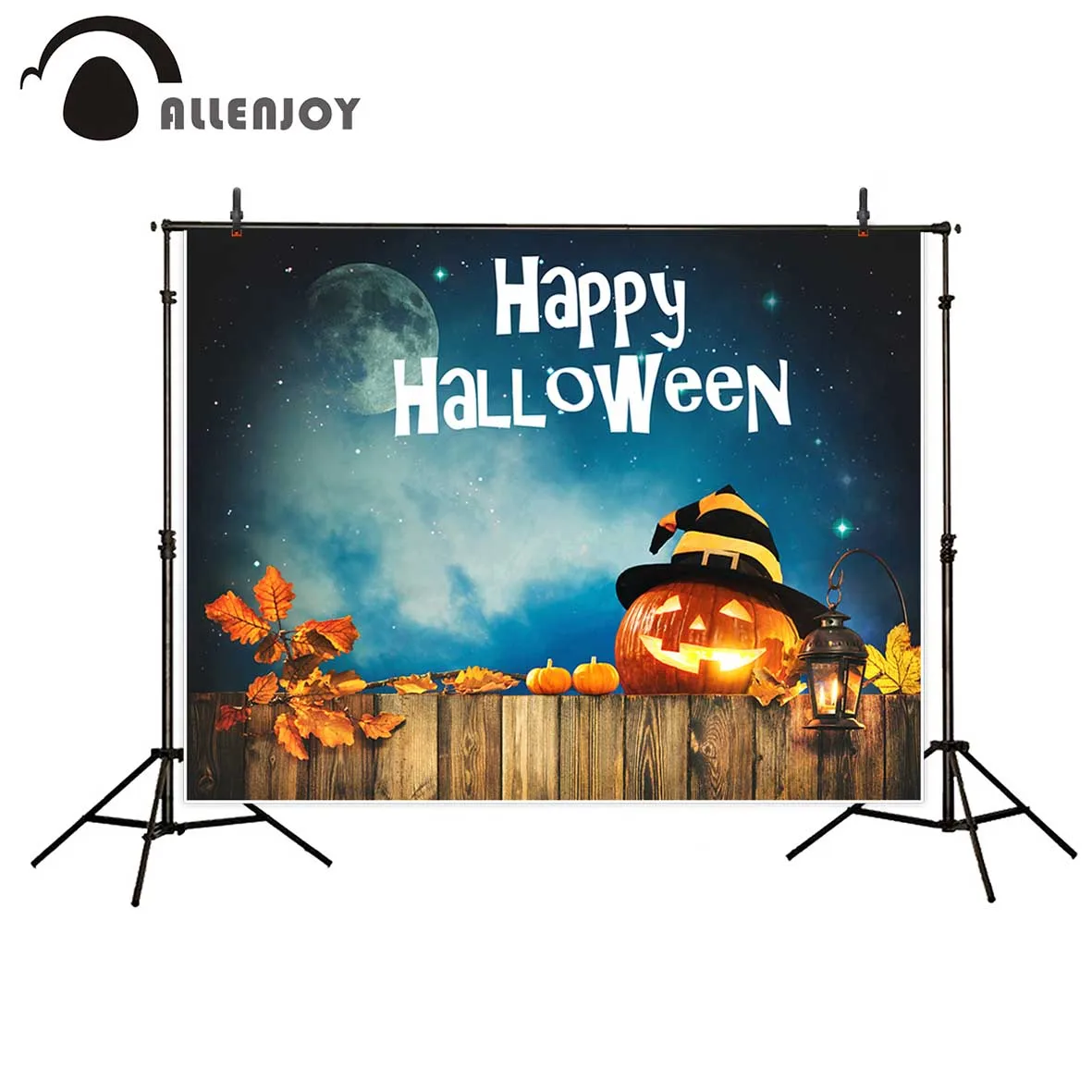 

Allenjoy Halloween background cute pumpkin sky moon backgrounds for photo studio photographic background photo booth backdrop