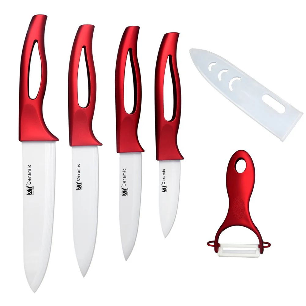 XYJ ceramic knife set kitchen knives 6, 5, 4, 3 inch chef slicing