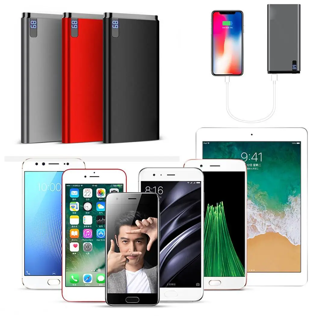 Цифровой дисплей большой емкости Powerbank двойной USB выход внешний аккумулятор