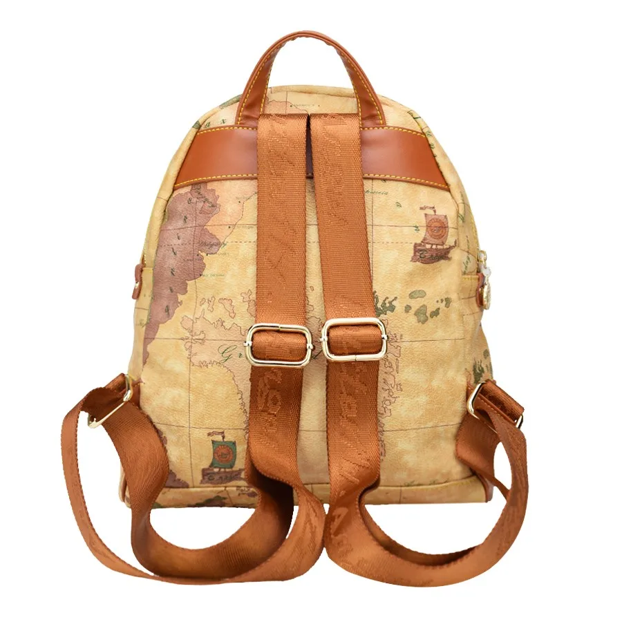Высокое качество карта мира рюкзак ретро женский кожаный рюкзак брендовый дизайн школьный рюкзак модный рюкзак с принтом