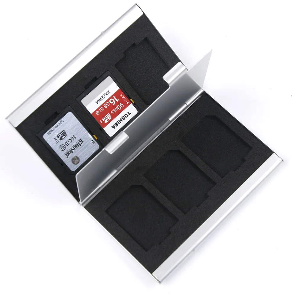 Metal MMC Memory Card Aluminum Storage Box Camera 6 Case for SD MMC TF Memory Card Storage Card Holder Case memory card storage carrying case holder wallet 22 slots for micro sd memory card game accessory memory protector memory cards