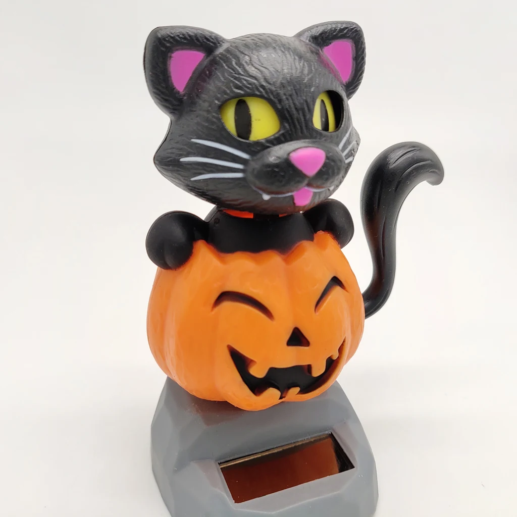 Cartoon Solar Powered Dancing Pumpkin Cat Swing Figure Model Toy Dashboard Car Desk Decoration