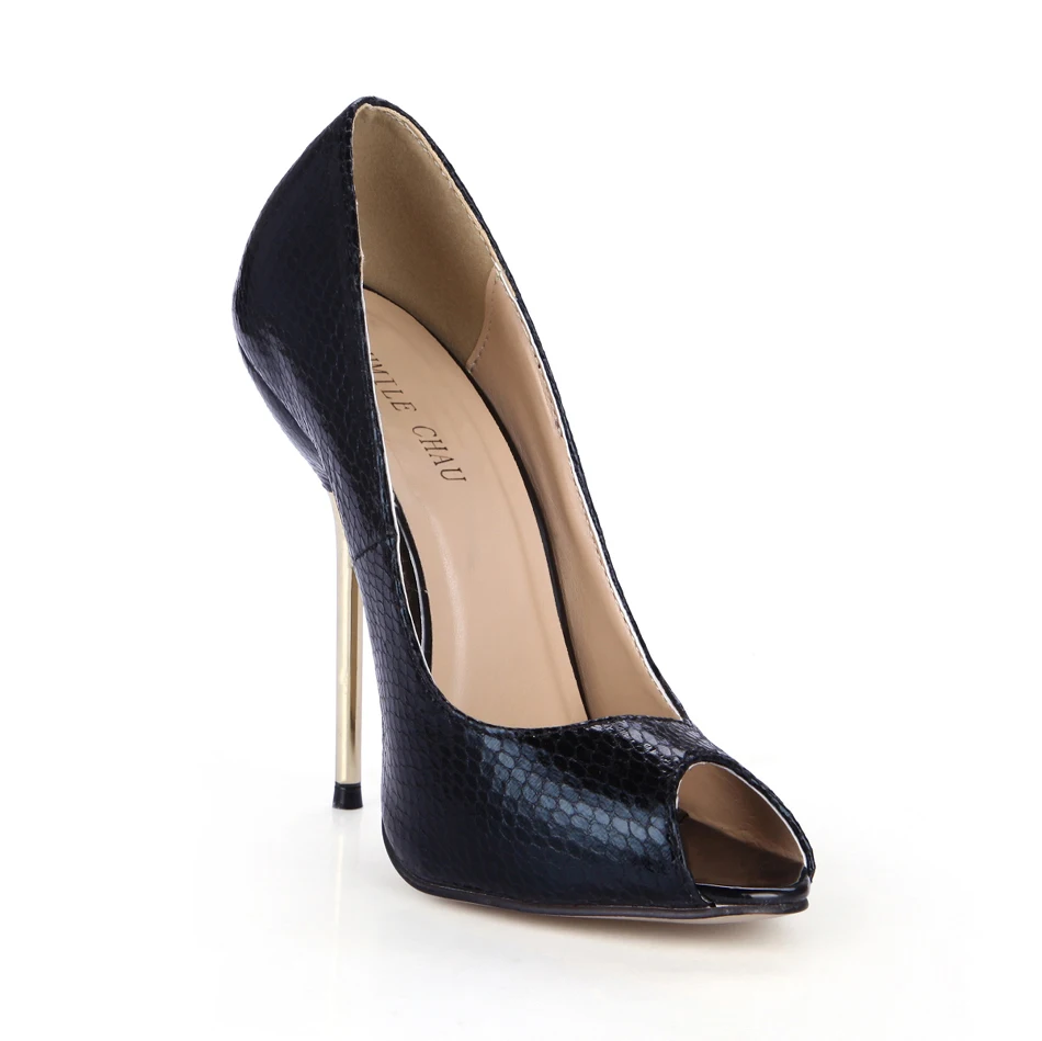 Sexy Snakeskin Party Peep Toe Stiletto Iron Heel Women Pumps Zapatos Tacon Alto Punta Abierta Soiree Vestido Fiesta YJ3845-a13