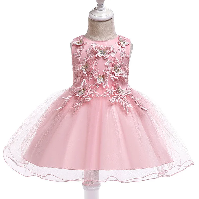 

Summer Girls Dress Fancy Butterfly Applique Kids Dresses Baby Girls Princess Dress Party Clothes Sleeveless Birthday Dresses