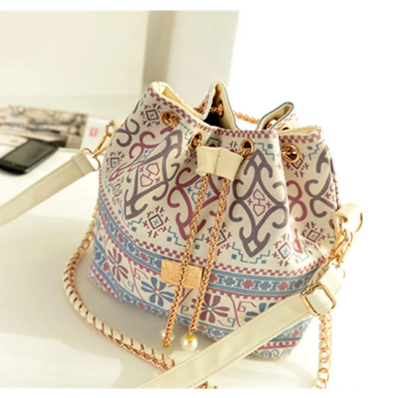 2pcs Bag Canvas Drawstring Bucket Shoulder Handbags Women 2pcs Bag Canvas Drawstring Bucket Shoulder Handbags Women Messenger Bags Boho Style Weight 7 2 Ounces In From Luggage On