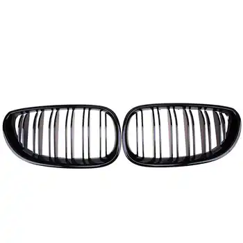 POSSBAY Gloss Black Car Front Grill Double Lines Kindly Racing Grilles for BMW E60 Sedan E61 Touring 520d/520i/523i 2003-2010