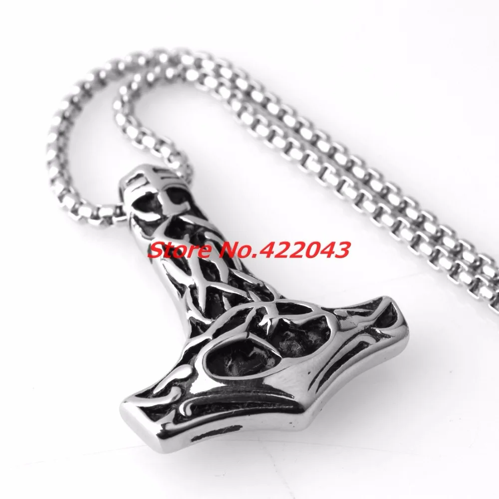 Панк Тора крутое ожерелье викинга молот Mjolnir Кулоны из нержавеющей стали Thor Hammer