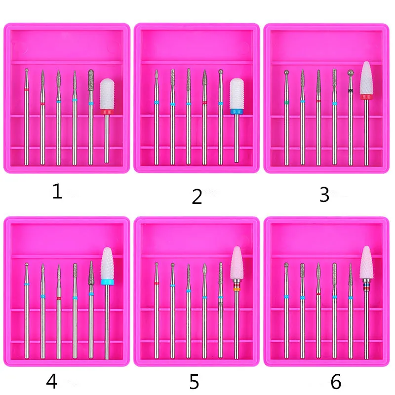 6 шт. алмазный резак для маникюра Набор керамический сверло для ногтей набор фрезы для резаки для ногтей для педикюра пилка для ногтей инструмент
