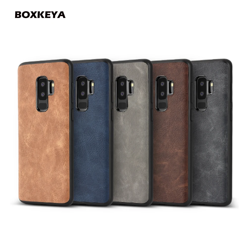 Back Cover For Samsung Galaxy S9 S9 Plus Luxury Vintage PU Leather Case