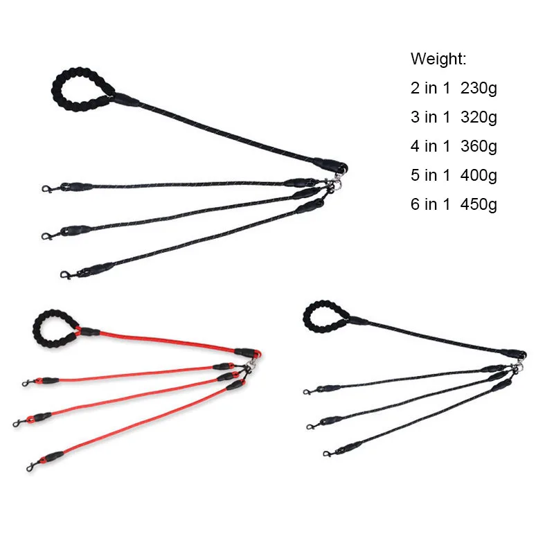 

High Quality Leash For Dog Reflective Multiple Dog Leash Rope For Double Triple Six Dogs Pet Leash Lead Dual Dog Supplies