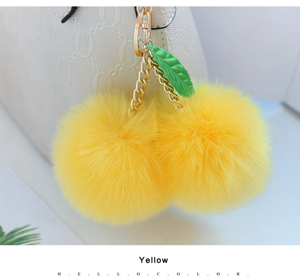 Корейский меховый брелок-помпон кролик мех мяч брелок для ключей porte clef pompom de fourrure сумка с помпонами Подвески вишня автомобильный брелок