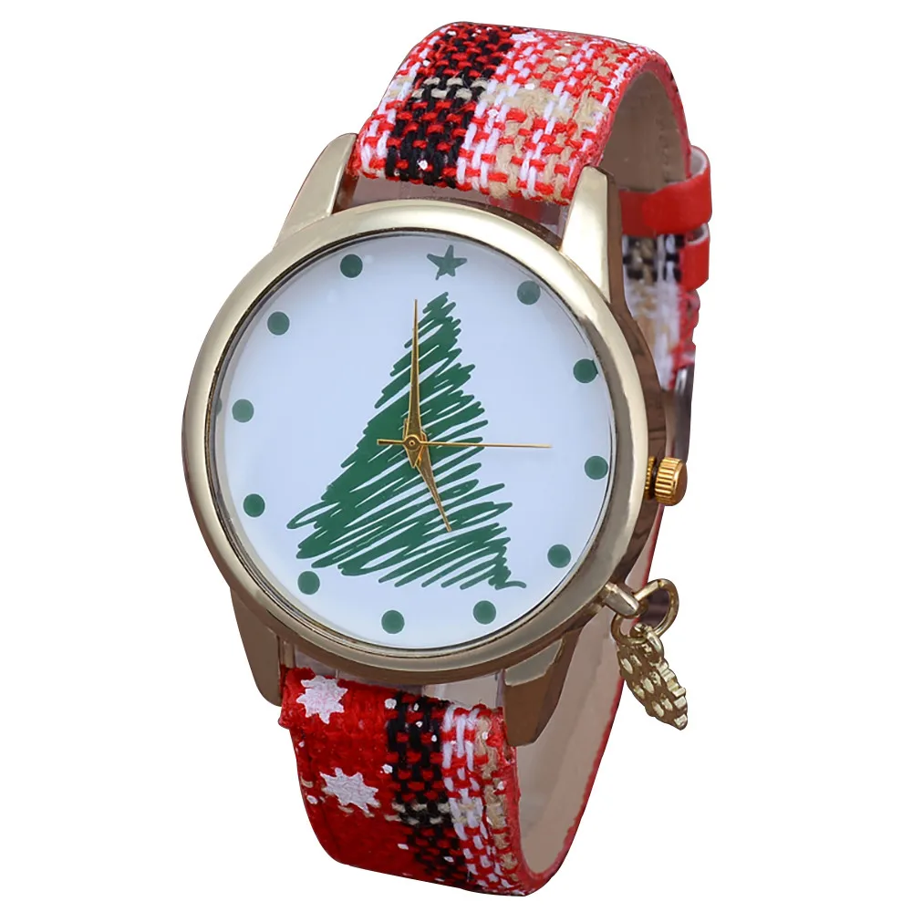

Women Ladies Christmas Pendant Watch Casual Sequins Color Belt Quartz Watch Golden Leather Ladies Watch Women Dress Clock A40