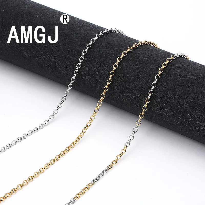 

4mm/6mm Width Men Necklace Chain HiP Hop Rock Gold/Steel Color Stainless Steel Rolo Link Chains Necklace Jewelry Accessories