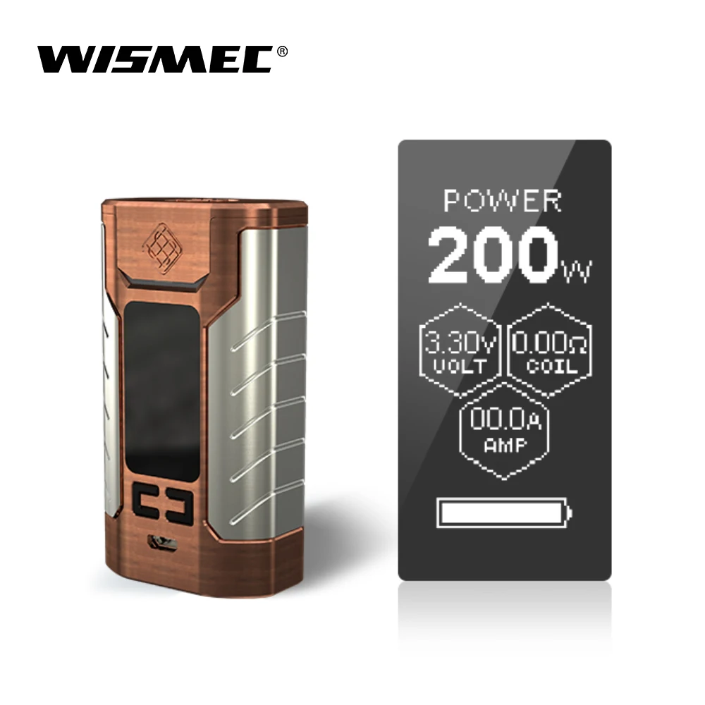 Original Wismec Sinuous FJ200 Mod Box 200W Output Vape Mod with Built in 4600mah Battery VW/TC-Ni/TC-Ti/TC-SS/TCR mode E-cigs