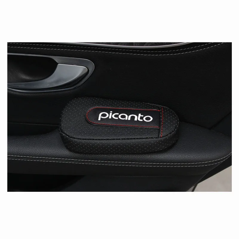 Высококачественная Кожаная подушка для ног, наколенник для двери автомобиля, накладка на руку, внутренние автомобильные аксессуары для Kia Picanto - Название цвета: blackwhite