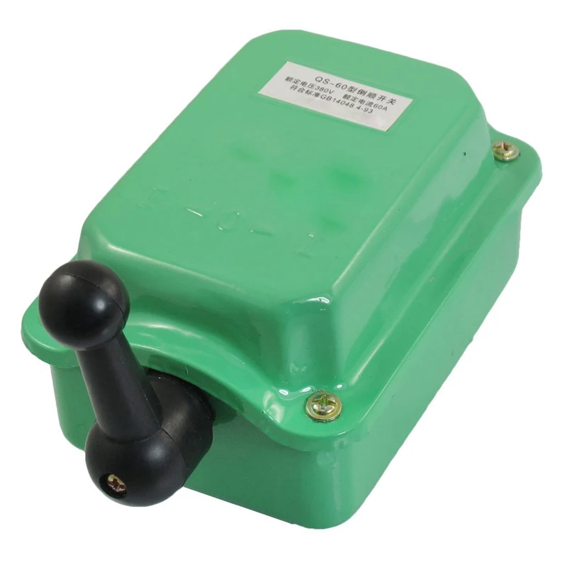 

AC 380V 60A Forward Stop Reverse Motor Cam Starter Changeover Switch QS-60 Green