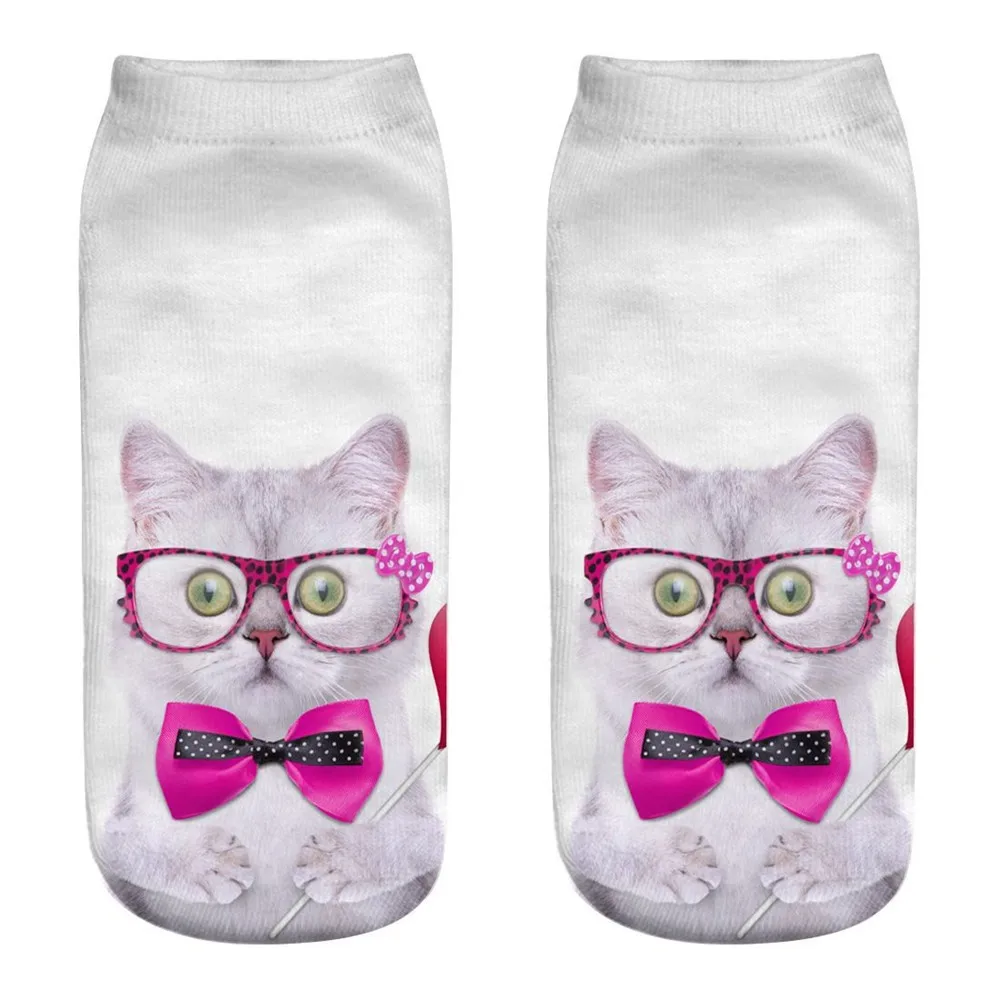 Новинка,, женские носки с 3D принтом, брендовый носок, модные носки унисекс, с рисунком кота, Meias, женские забавные кавайные низкие женские носки, распродажа@ C - Цвет: F