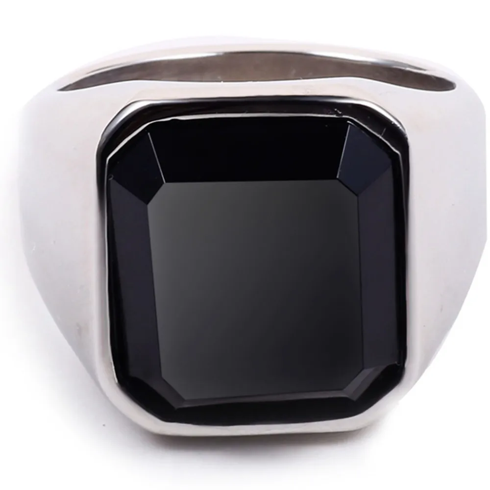 Размер 7-14, кольцо из нержавеющей стали с черным ониксом, классическое простое кольцо-печатка для мужа вечерние, отца, коктейля, свадьбы, юбилея