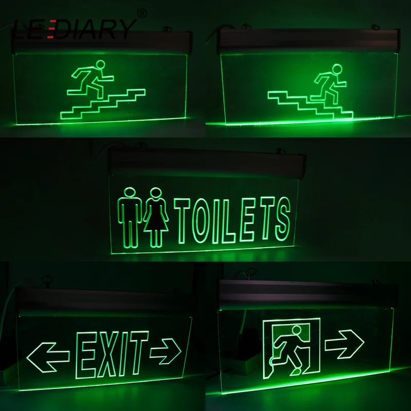 

LEDIARY Acrylic Fire Emergency Light Up/Down The Stairs Toilet Pilot Lamp 220V 2W LED Surface Mounted Wall Lamp with Battery