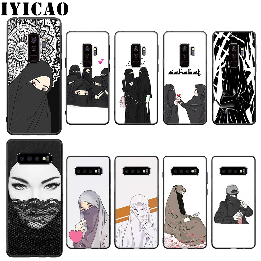 IYICAO Muslim Islamic Gril Eyes Soft Silicone Case for Samsung Galaxy S10 S9 S8 Plus S10e S6 S7 Edge Phone |