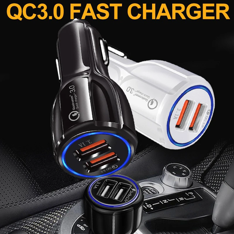 

GEUMXL QC3.0 Car Charger 3.1A Dual USB Charging Qualcomm Quick Charge 3.0 Standard for Samsung Galaxy S6 HTC M9 Nexus 6 LG G4